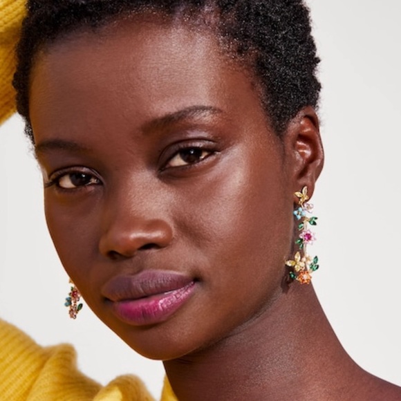 Kate Spade new bloom statement floral flower linear earrings - Picture 2 of 8